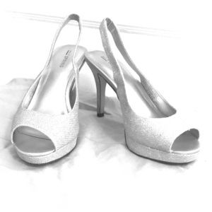 Call It Spring Sequin Heels with strap worn once